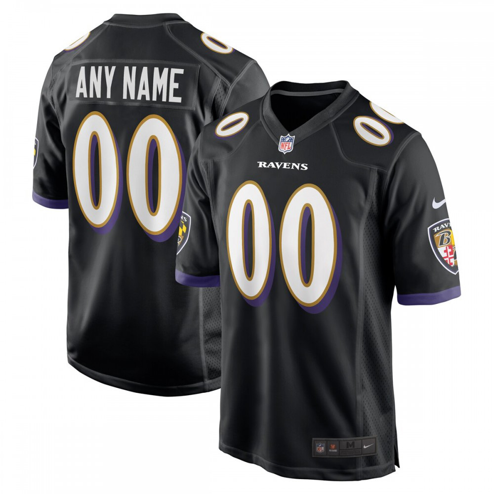 Baltimore Ravens Nike Alternate Custom Game Jersey - Black-GridironStore